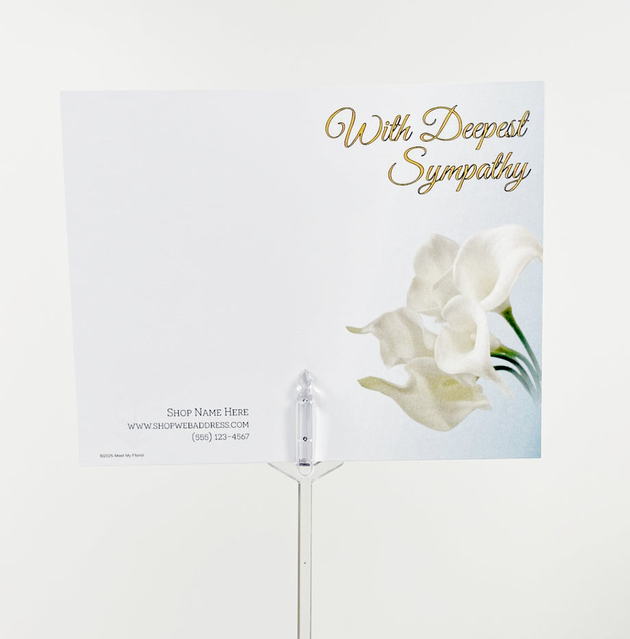 Sympathy - Dual Oversized/Folding Card - Calla Lilies – Meet My